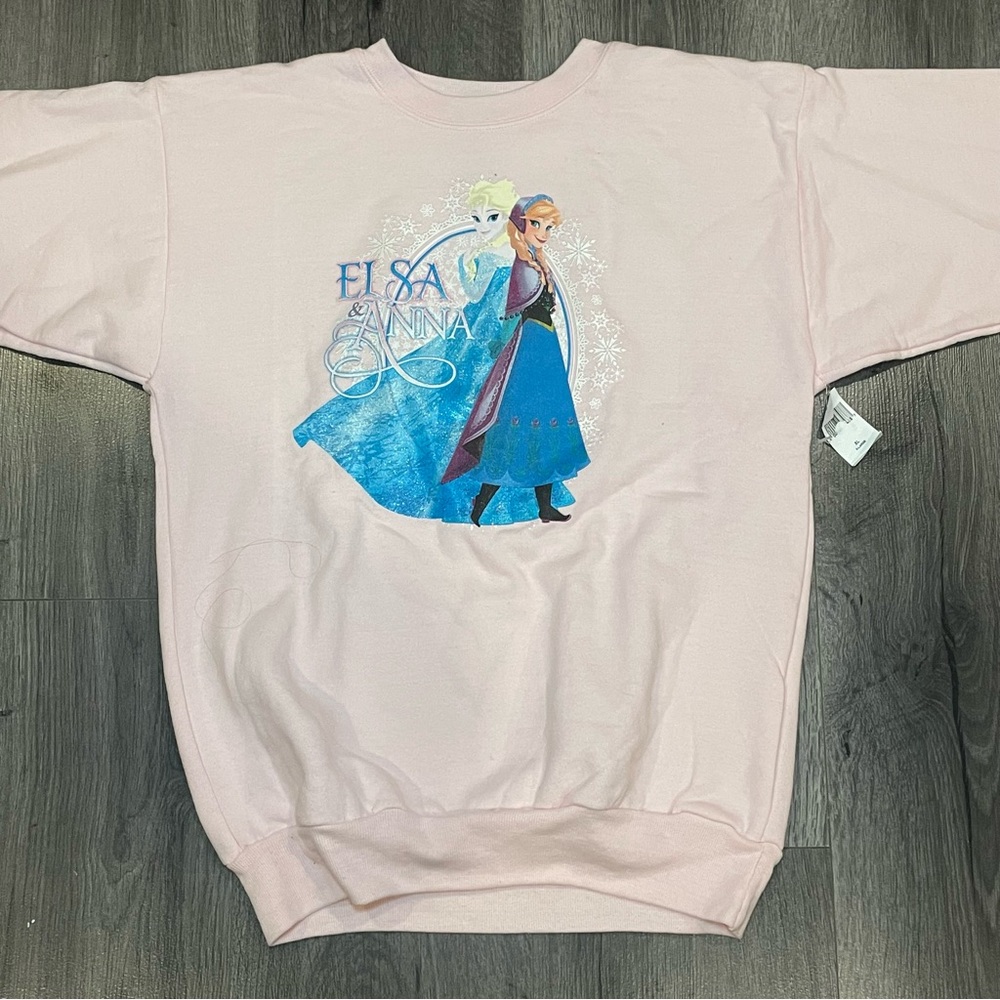 Disney Parks Disneyland Elsa Anna Frozen Pink Sweatshirt Comfortable Classic